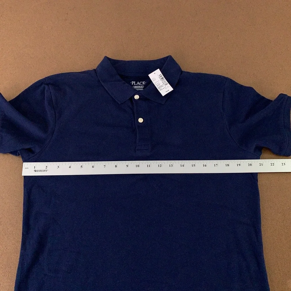 The Children's Place Boys 18 Husky Nautical Blue Short Sleeve Uniform Polo NWT